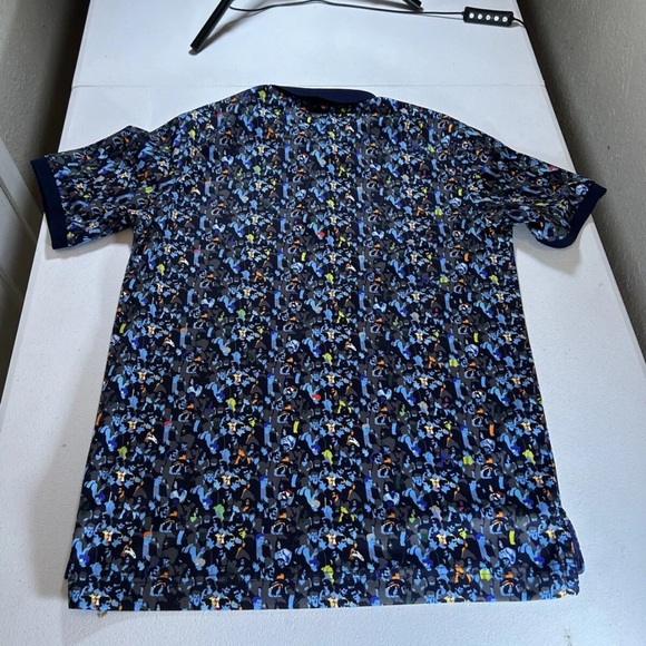 Robert Graham Polo Shirt Mens Large Amaro Short Sleeve Blue Floral / Paisley S - Picture 8 of 10